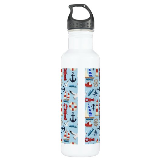 Nautische Segelboote Edelstahlflasche (Rückseite)