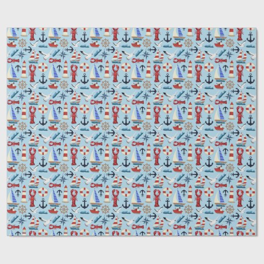 Nautische Segelboote Geschenkpapier (Flach)