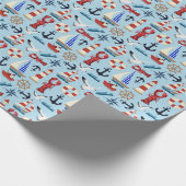 Nautische Segelboote Geschenkpapier (Ecke)