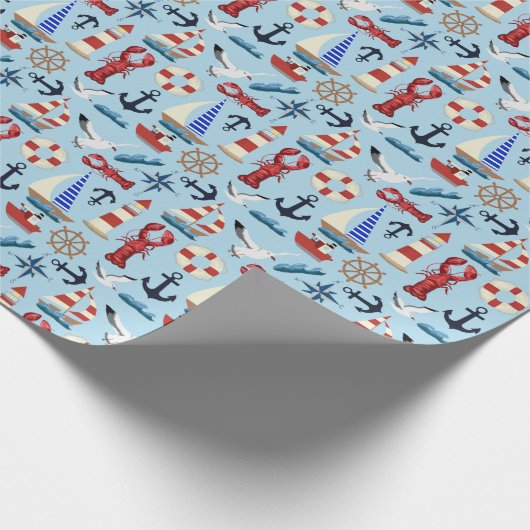 Nautische Segelboote Geschenkpapier (Ecke)