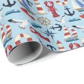 Nautische Segelboote Geschenkpapier (Rolleneckpunkt)