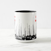 Nautische Segelboote Personalisiert schwarz und we Tasse (Zentrum)