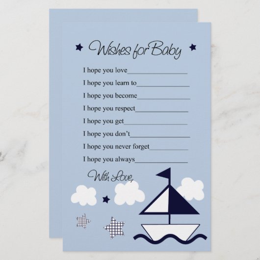 Nautische Segelboote wollen Baby Letter (Vorne/Hinten)