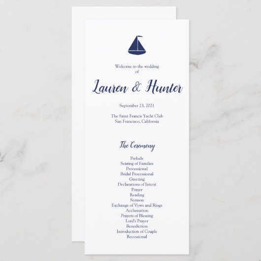 Nautische Segelbootprogramme Programm (Vorne/Hinten)