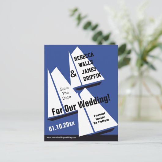 Nautische Segelschiffe Save the Date Veranstaltung Ankündigungspostkarte (Stehend Vorderseite)