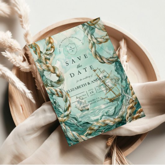 Nautische Seil-Hochzeitreise Save The Date