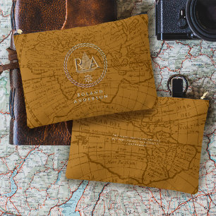 Nautische Seil-Monogramm-Karte Braun Zubehörtasche