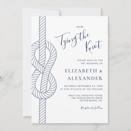 Nautische Seile kneten alles in einem QR-Code Hoch Einladung (Vorderseite)