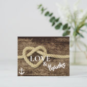 Nautische Seile und Anker LIEBE und Dank Postkarte (Stehend Vorderseite)