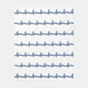 Nautische Seilwellen marineblau-blaues Muster Fleecedecke