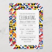 Nautische Signalflagge Geburtstag 2 Einladung (Vorne/Hinten)