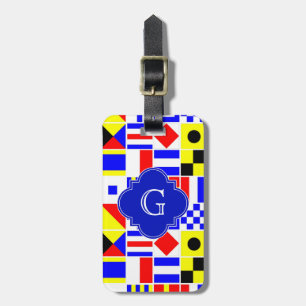 Nautische Signalflaggen Royal Quatrefoil Monogramm Gepäckanhänger