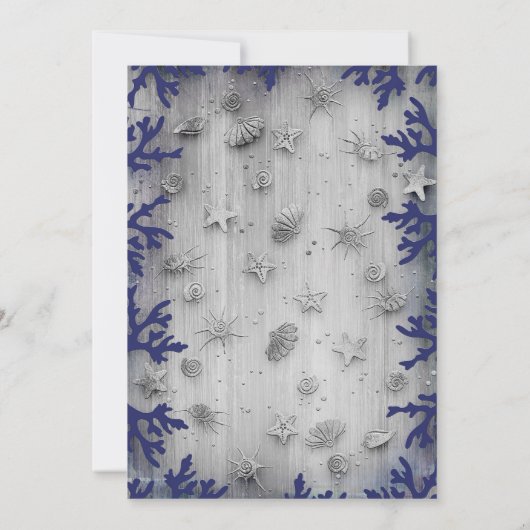 Nautische Silber-Ankerdusche an der Küste Einladung (Rückseite)