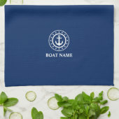 Nautische Sterne Boat Name Anchor Navy Blue Geschirrtuch (Gefaltet)