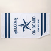 Nautische Sternwillkommen an Bord benutzerdefinier Strandtuch (Vorderseite)