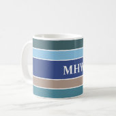 Nautische Streifen, benutzerdefinierte Monogramm-T Kaffeetasse (Vorderseite Links)