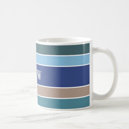 Nautische Streifen, benutzerdefinierte Monogramm-T Kaffeetasse (Rechts)