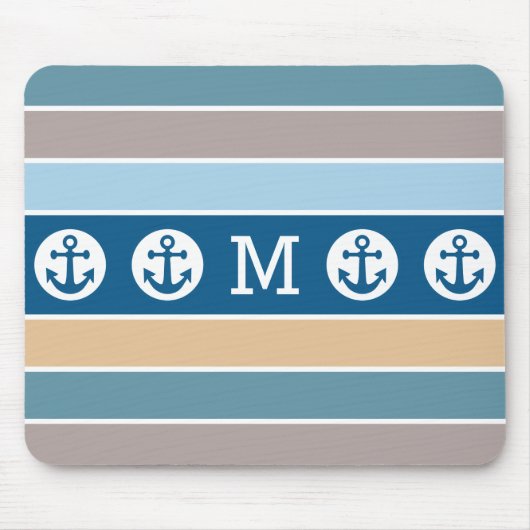 Nautische Streifen für ein Monogramm-Mousepad Mousepad (Vorne)