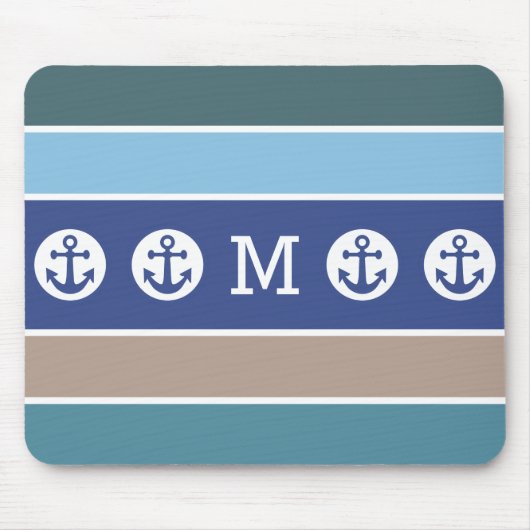 Nautische Streifen für ein Monogramm-Mousepad Mousepad (Vorne)