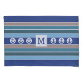 Nautische Streifen für kundenspezifische Monogramm Kissenbezug (Vorderseite)
