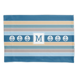 Nautische Streifen für kundenspezifische Monogramm Kissenbezug