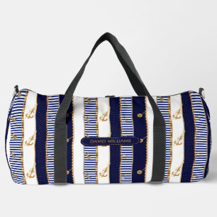 Nautische Streifen Goldketten Anker Luxusreisen Duffle Bag