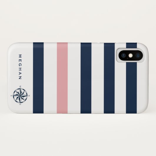 Nautische Streifen-Kompassmonogramm Case-Mate iPhone Hülle (Rückseite (Horizontal))