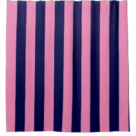 Nautische Streifen Navy Blue und Light Pink Duschvorhang