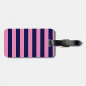 Nautische Streifen Navy Blue und Light Pink Gepäckanhänger (Rückseite horizontal)