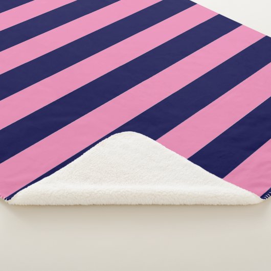 Nautische Streifen Navy Blue und Light Pink Sherpadecke (3/4)