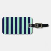 Nautische Streifen Navy Blue und Minze Green Gepäckanhänger (Vorderseite horizontal)