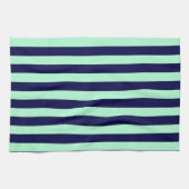 Nautische Streifen Navy Blue und Minze Green Geschirrtuch (Horizontal)