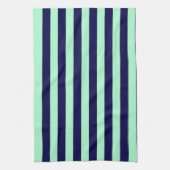 Nautische Streifen Navy Blue und Minze Green Geschirrtuch (Vertikal)