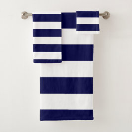 Nautische Streifen Navy Blue und White Badhandtuch Set