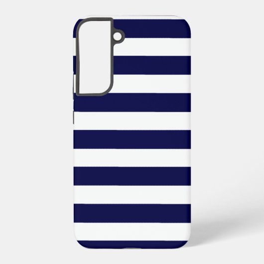 Nautische Streifen Navy Blue und White Samsung Galaxy Hülle (Rückseite)