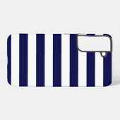 Nautische Streifen Navy Blue und White Samsung Galaxy Hülle (Rückseite (Horizontal))