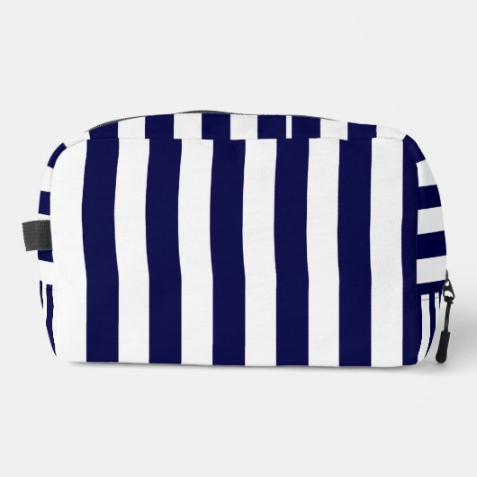 Nautische Streifen Navy Blue und White Waschbeutel (Vorderseite)