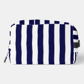 Nautische Streifen Navy Blue und White Waschbeutel (Rückseite)
