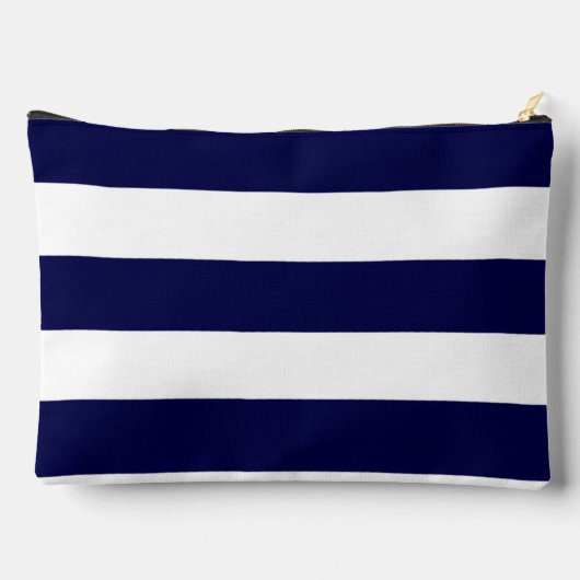 Nautische Streifen Navy Blue und White Zubehörtasche (Rückseite)