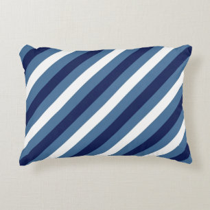 Nautische Streifen Navy Smokey Blau Crisp Weiß Dekokissen