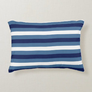 Nautische Streifen Navy Smokey Blau Crisp Weiß  Dekokissen