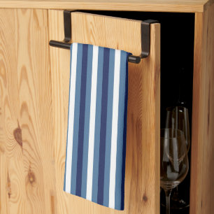 Nautische Streifen Navy Smokey Blau Crisp Weiß  Geschirrtuch
