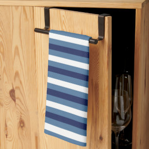 Nautische Streifen Navy Smokey Blau Crisp Weiß  Geschirrtuch