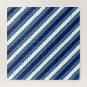 Nautische Streifen Navy Smokey Blau Crisp Weiß Puzzle