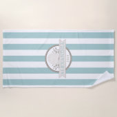 Nautische Streifen | Personalisiertes Sand-Dollar- Strandtuch (Vorderseite)