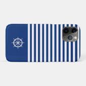 Nautische Streifen+Schiffe Rad blau+weiß Case-Mate iPhone Hülle (Rückseite (Horizontal))