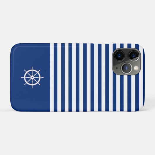 Nautische Streifen+Schiffe Rad blau+weiß Case-Mate iPhone Hülle (Rückseite (Horizontal))