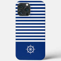 Nautische Streifen+Schiffe Rad blau+weiß