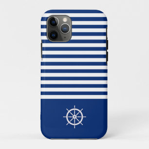 Nautische Streifen+Schiffe Rad blau+weiß Case-Mate iPhone Hülle
