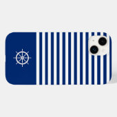 Nautische Streifen+Schiffe Rad blau+weiß Case-Mate iPhone Hülle (Rückseite (Horizontal))